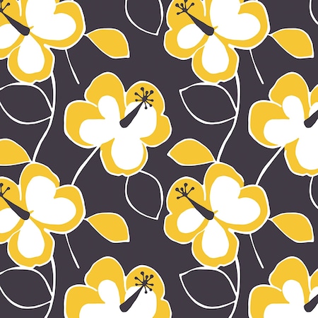 Manhattan Comfort Naperville, Vinyl Flower Power Wallpaper, 205 In X 33 Ft = 56 Sq Ft Naperville